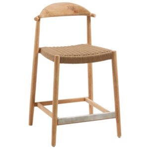 Dřevěná barová židle Kave Home Nina 62 cm s hnědým výpletem