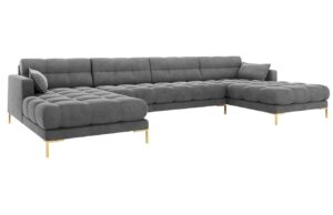 Micadoni Sametová rohová pohovka Mamaia 383 cm