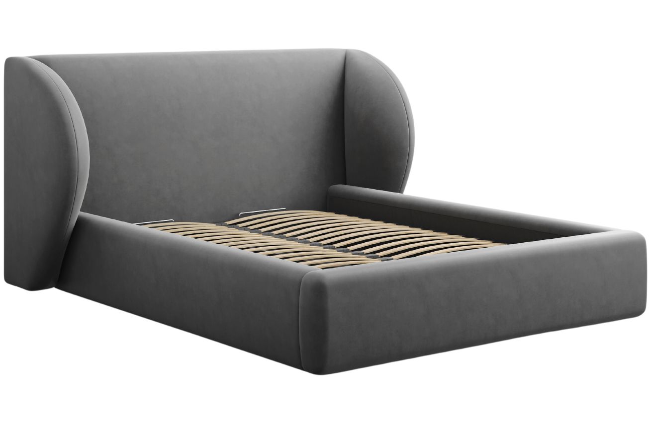 Micadoni Sametová postel Miley 140 x 200 cm s úložným prostorem