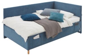 Modrá manšestrová postel Meise Möbel Cool II. 120 x 200 cm s úložným prostorem