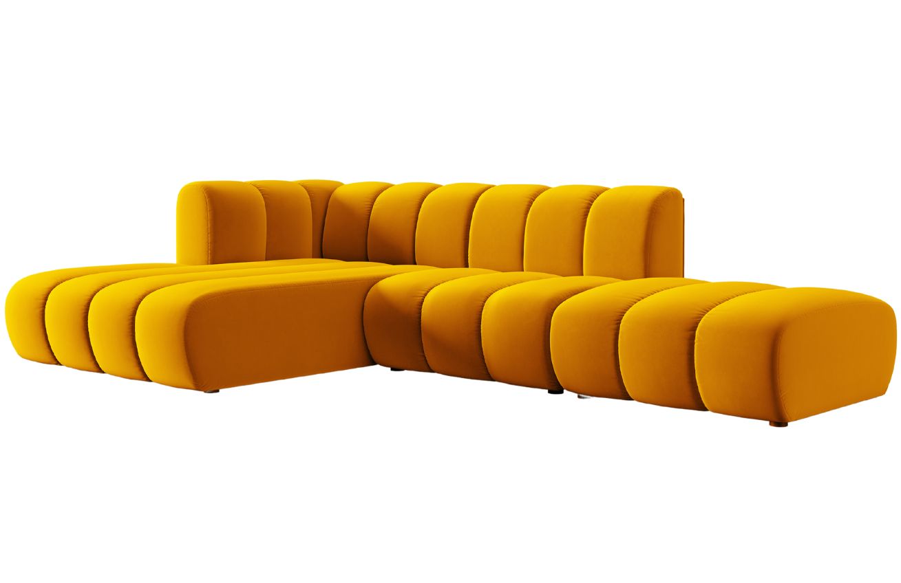 Micadoni Sametová rohová pohovka Lupine 294 cm