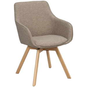 Tmavě béžové čalouněné otočné křeslo ROWICO ALISON s přírodní podnoží