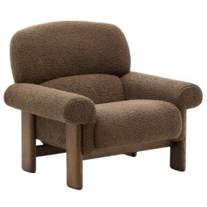 Hnědé bouclé křeslo Kave Home Nema