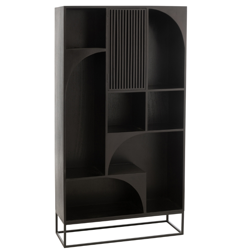 Černá dřevěná knihovna J-line Roggo 168 x 90 cm