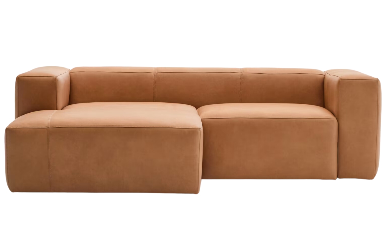 Kave Home Kožená rohová pohovka Blok 240 cm