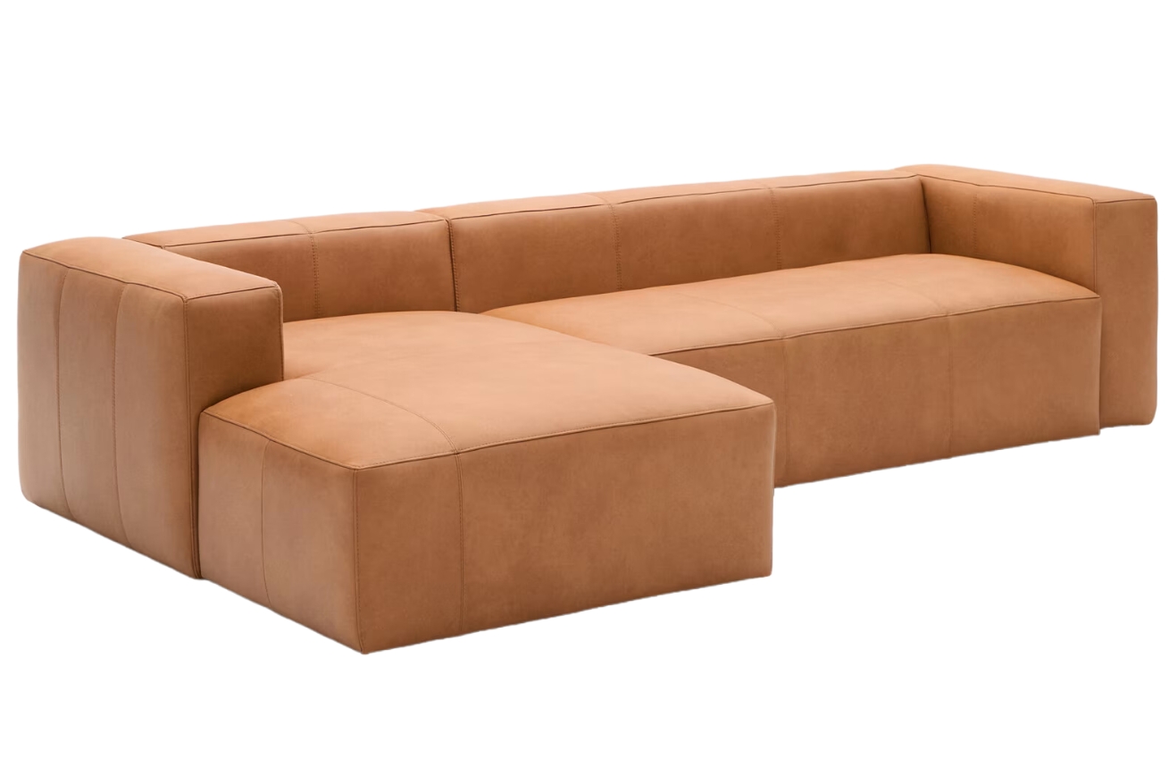 Kave Home Kožená rohová pohovka Blok 300 cm