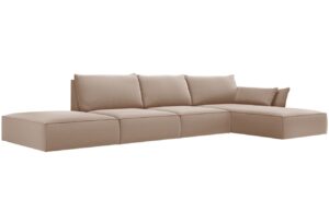 Micadoni Sametová rohová pohovka Kaelle 364 cm