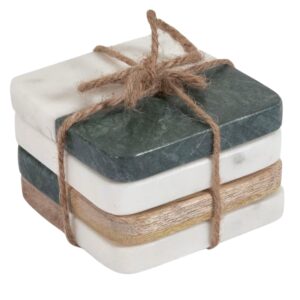 Set čtyř pestrobarevných mramorových podtácků Kave Home Wilmina