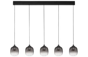 Kouřově šedé skleněné závěsné LED světlo Nova Luce Kita 102 cm