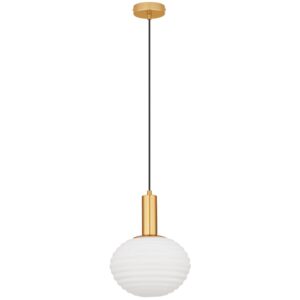 Bílo-zlaté skleněné závěsné světlo Nova Luce Allen 24 cm