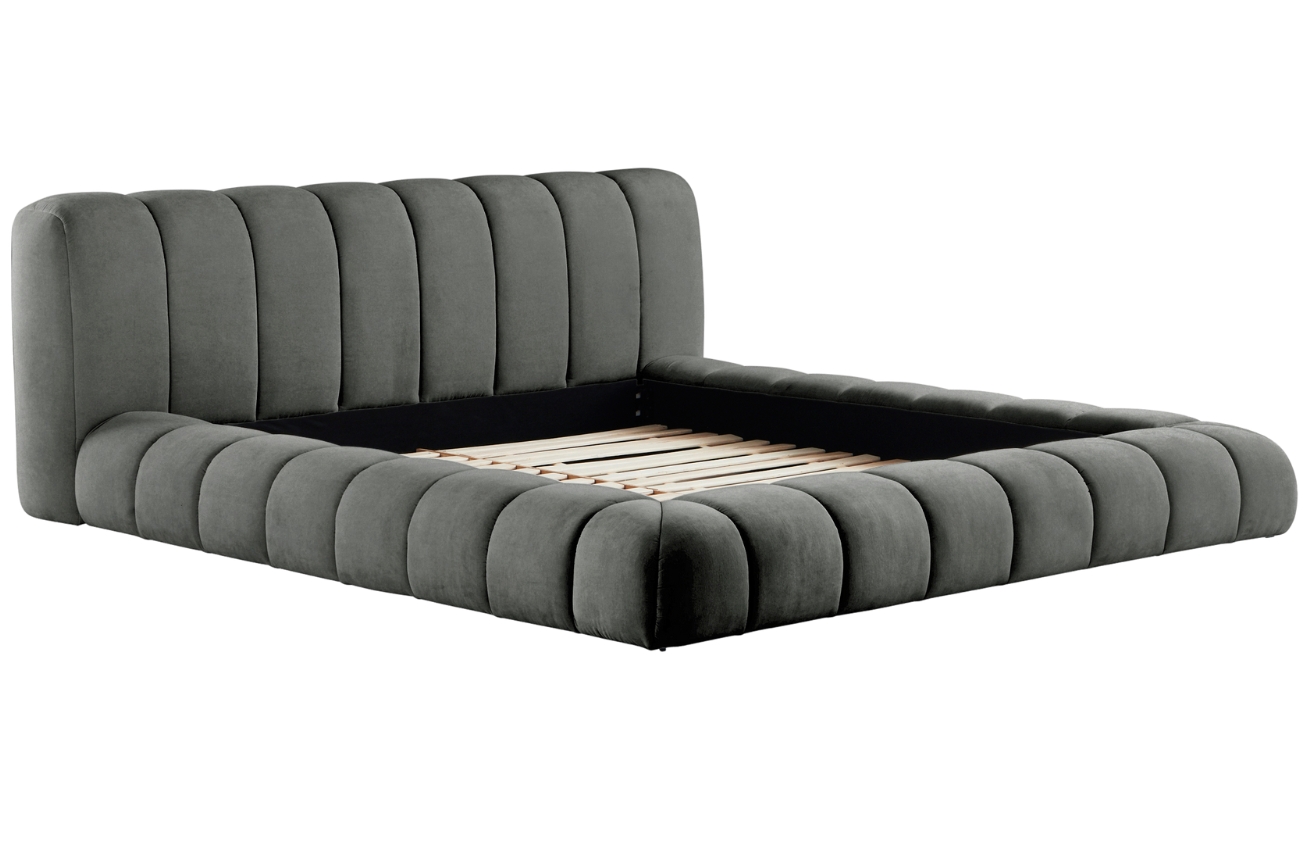 Jotex Tmavě šedá čalouněná dvoulůžková postel DERMY 180 x 200 cm