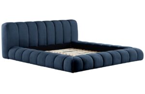 Jotex Modrá čalouněná dvoulůžková postel DERMY 160 x 200 cm