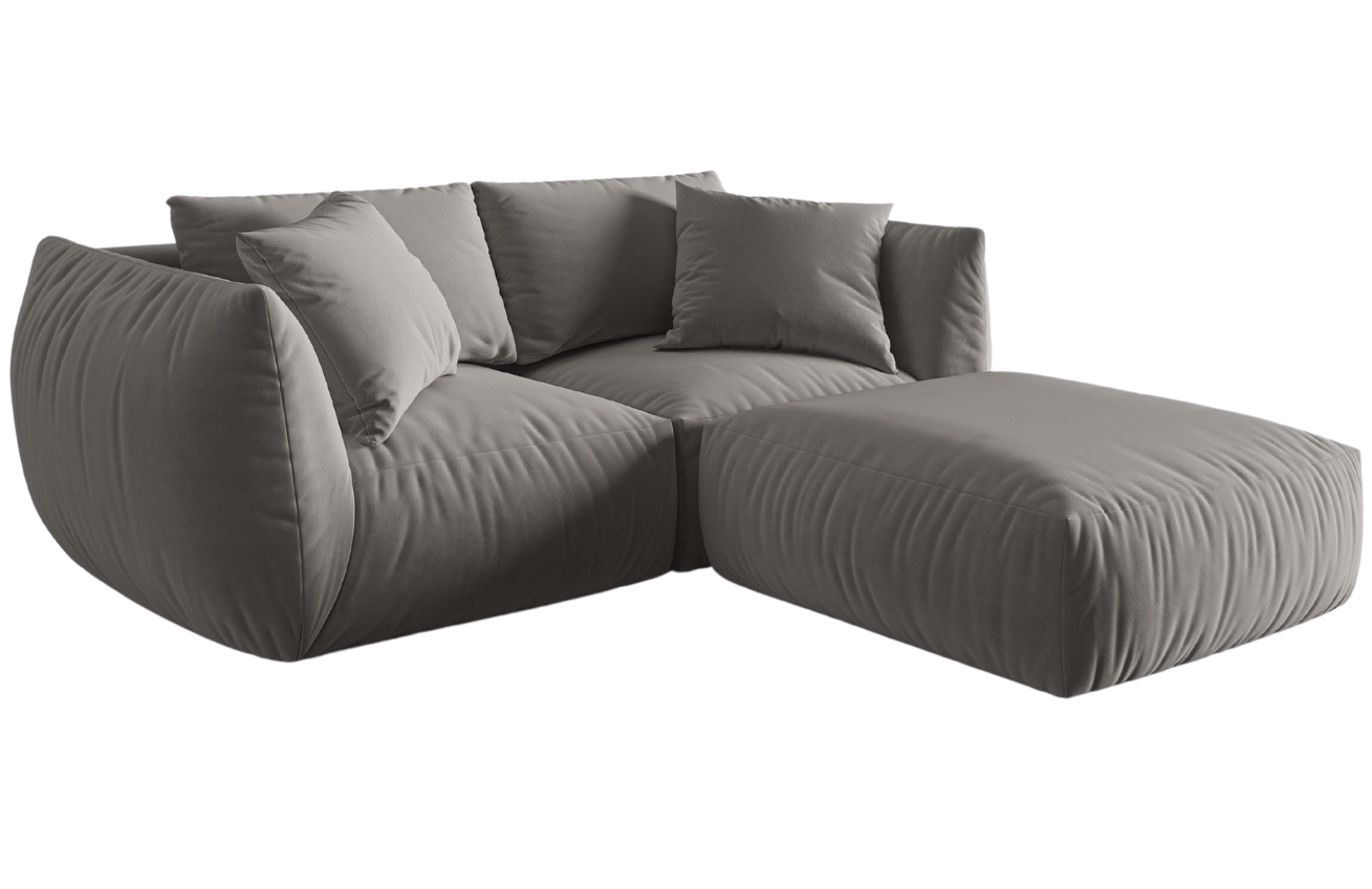 Micadoni Sametová rohová pohovka Chris 220 cm