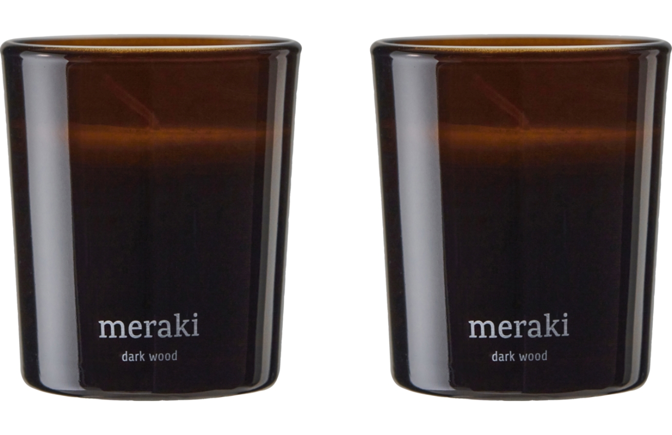 Set dvou sójových vonných svíček Meraki Dark Wood