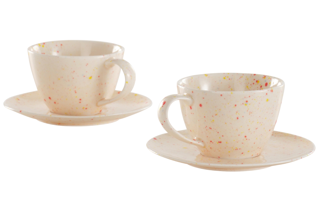 Jotex Set dvou porcelánových šálků s podšálky SPRINKLE