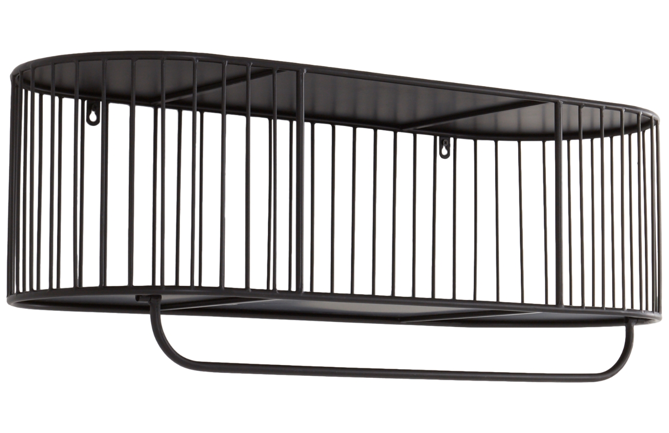 Jotex Černý kovový závěsný věšák s policí LONDON 80 x 30 cm