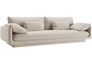 Micadoni Bílá sametová čtyřmístná pohovka Torino 250 cm