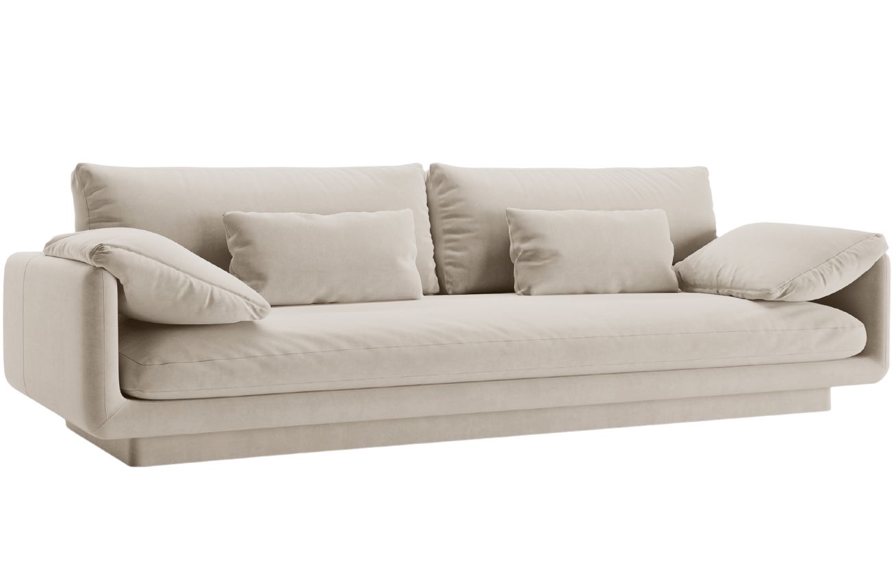 Micadoni Bílá sametová čtyřmístná pohovka Torino 250 cm