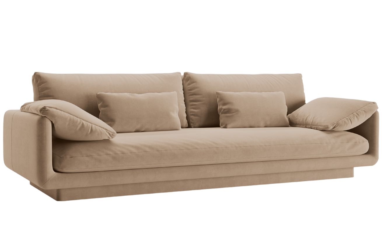 Micadoni Tmavě béžová sametová čtyřmístná pohovka Torino 250 cm