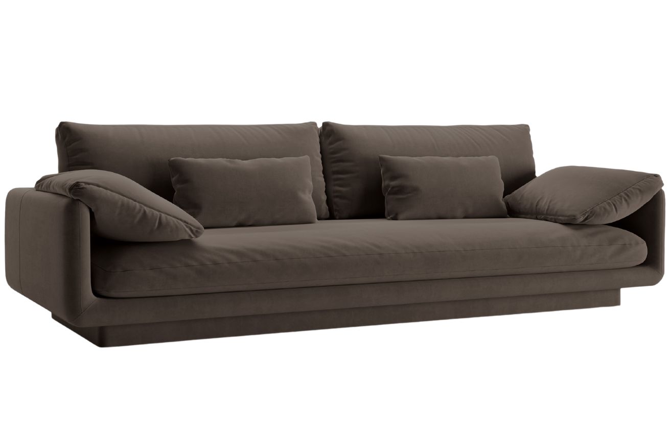 Micadoni Hnědá sametová čtyřmístná pohovka Torino 250 cm