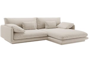 Micadoni Bílá sametová rohová pohovka Torino 250 cm