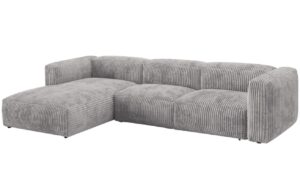 Micadoni Světle šedá manšestrová rohová pohovka Martina 330 cm