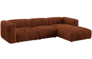 Micadoni Terakotově červená manšestrová rohová pohovka Martina 330 cm