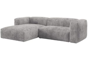 Micadoni Světle šedá manšestrová rohová pohovka Martina 280 cm