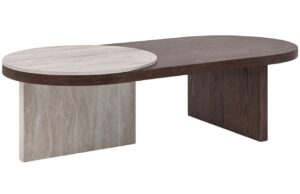 Micadoni Tmavý dubový konferenční stolek Eularia 120 x 55 cm s kamennou deskou