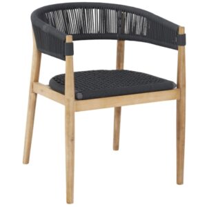 Micadoni Antracitově šedá zahradní židle Miara s výpletem