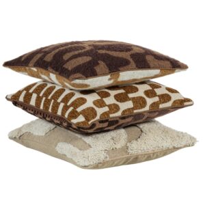 WOOOD Set tří hnědo-béžových polštářů Fayden