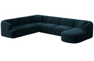 Cosmopolitan Design Petrolejově modrá sametová rohová pohovka Campi 330 cm