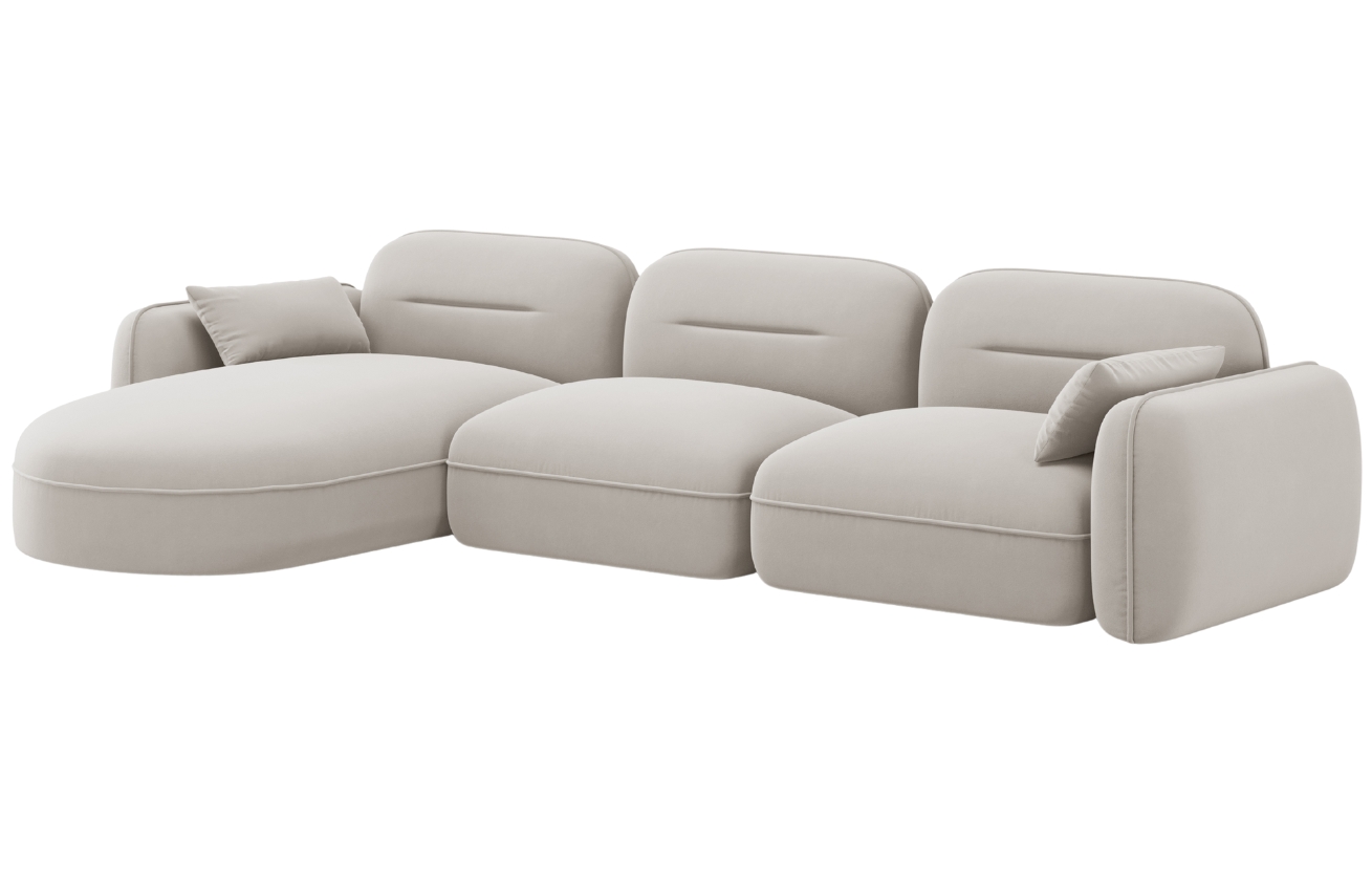 Cosmopolitan Design Světle béžová sametová rohová pohovka Sydney 320 cm