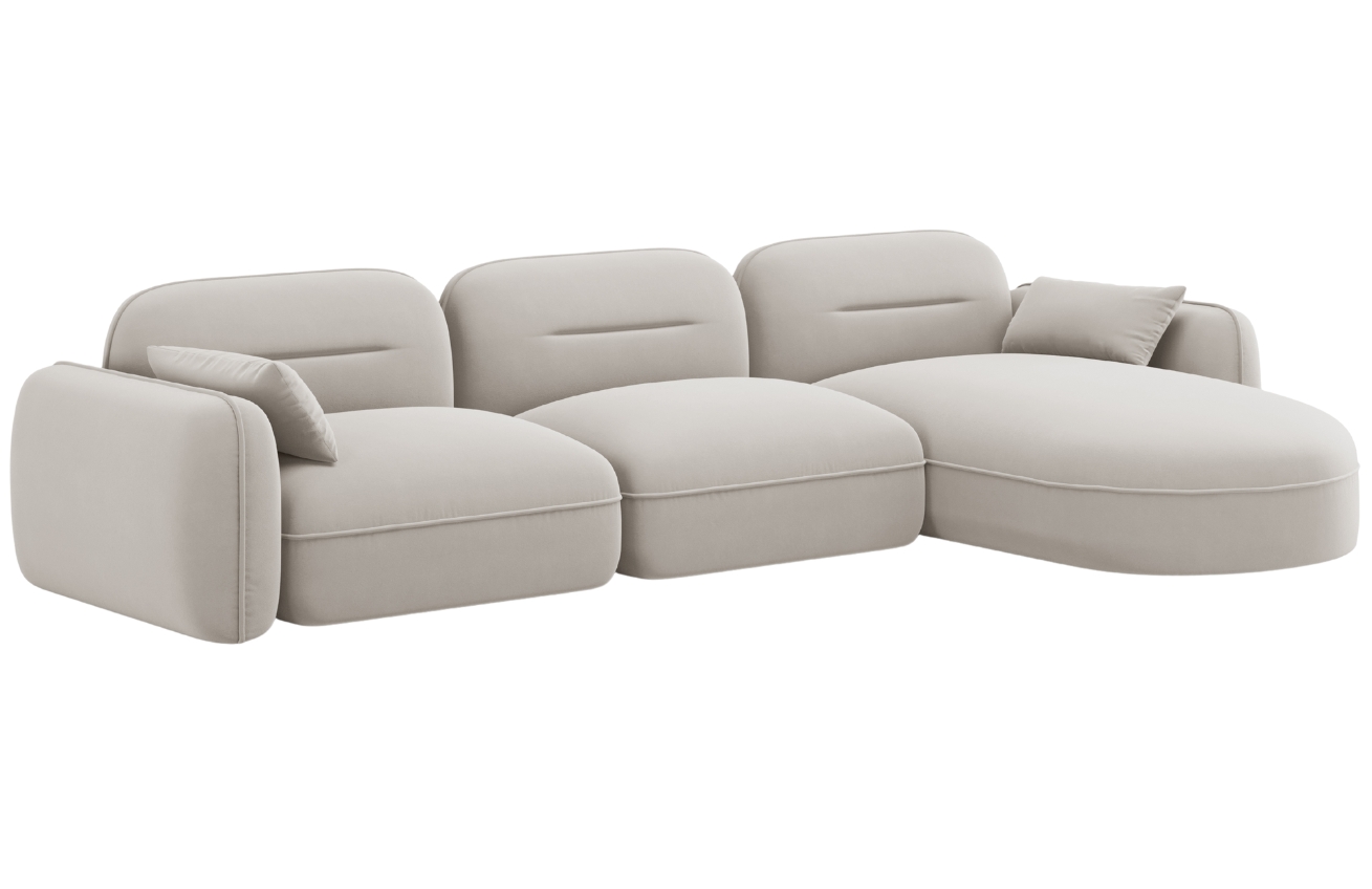 Cosmopolitan Design Světle béžová sametová rohová pohovka Sydney 320 cm