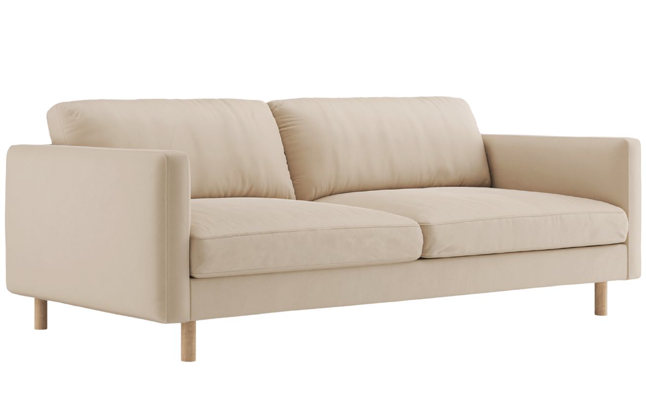 Micadoni Béžová sametová čtyřmístná pohovka Eden 209 cm