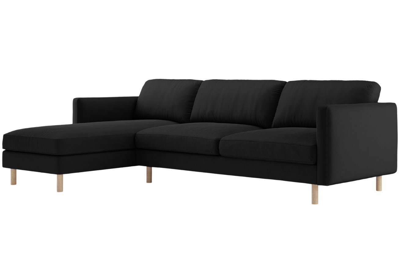 Micadoni Černá sametová rohová pohovka Eden 286 cm