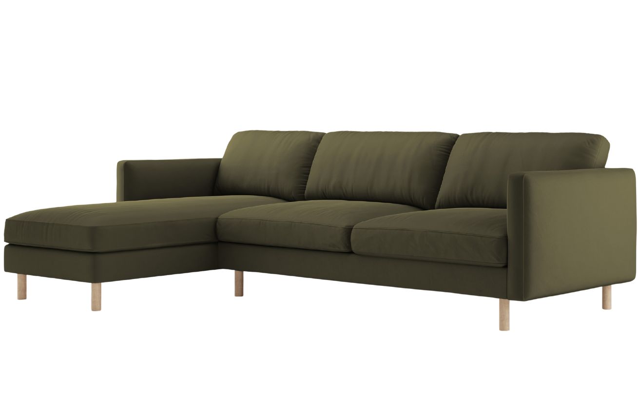 Micadoni Zelená sametová rohová pohovka Eden 286 cm