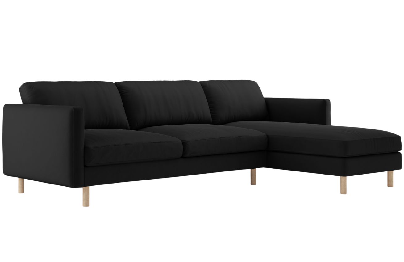 Micadoni Černá sametová rohová pohovka Eden 286 cm