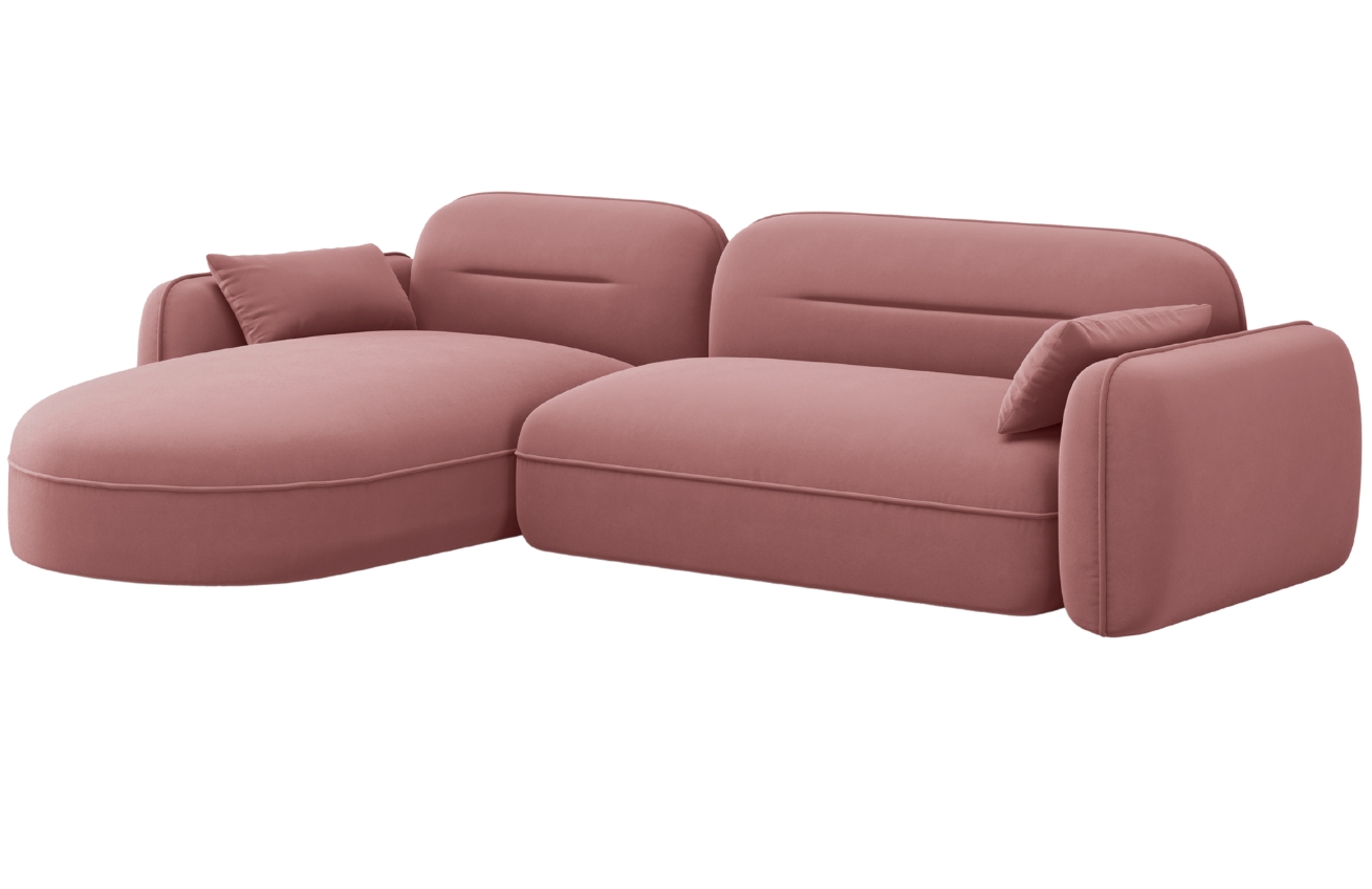 Cosmopolitan Design Růžová sametová rohová pohovka Sydney 275 cm