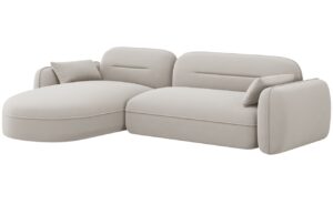 Cosmopolitan Design Světle béžová sametová rohová pohovka Sydney 275 cm