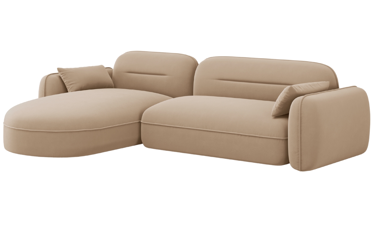 Cosmopolitan Design Pískově hnědá sametová rohová pohovka Sydney 275 cm