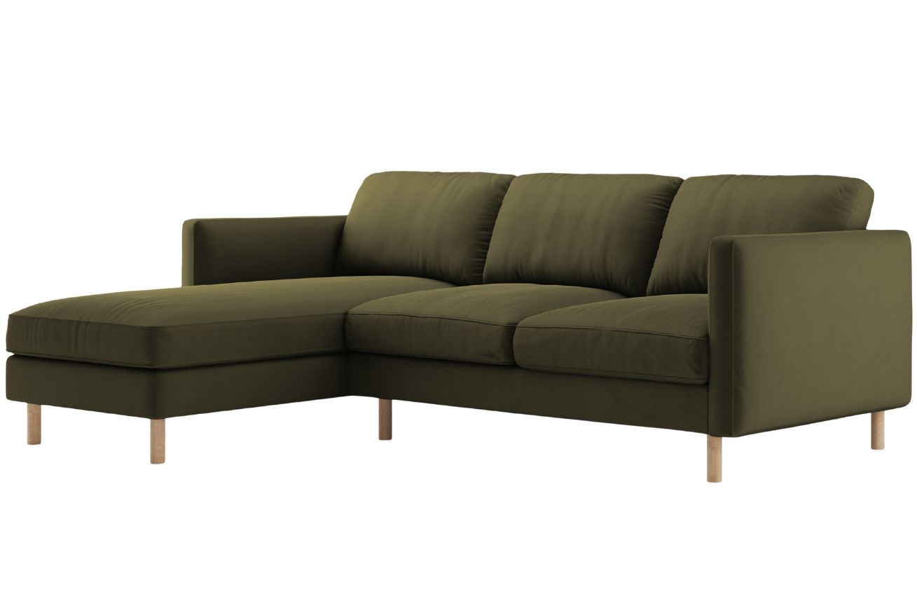 Micadoni Zelená sametová rohová pohovka Eden 250 cm