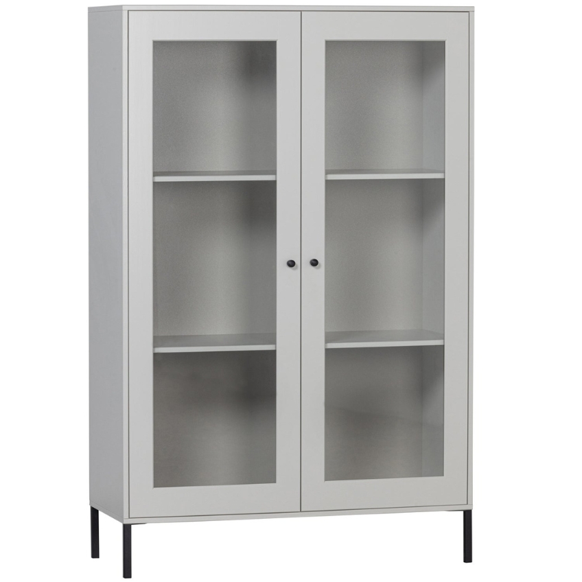 WOOOD Šedá dřevěná vitrína Xam 155 x 100 cm