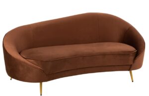 Hnědá sametová pohovka J-line Elisabeth 180 cm