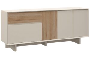 Marckeric Béžová komoda Carpi 180 x 45 cm s dubovým dekorem