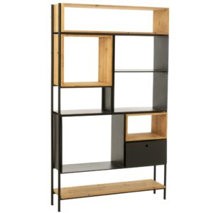 J-line Černý dřevěný regál Tina 185 x 110 cm