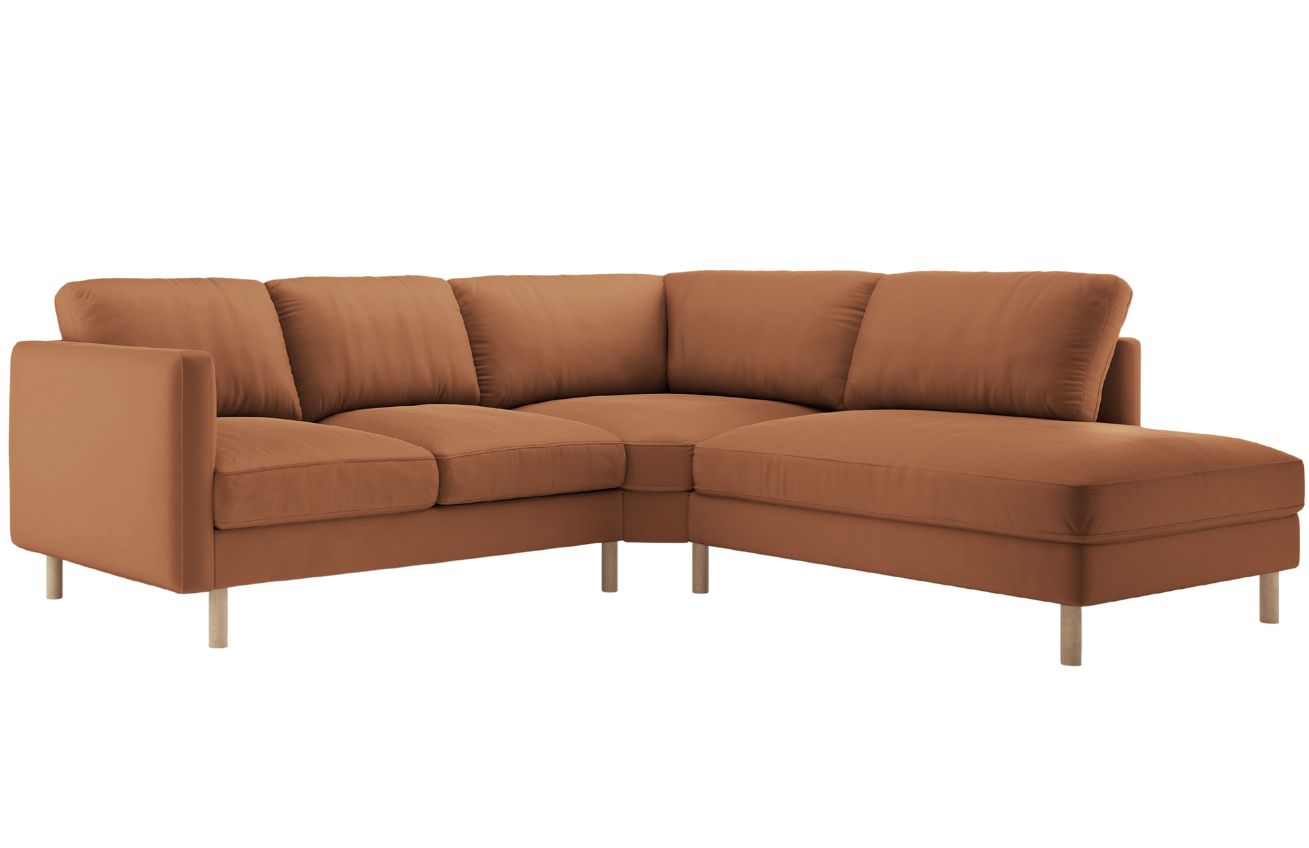 Micadoni Oranžová sametová rohová pohovka Eden 267 cm