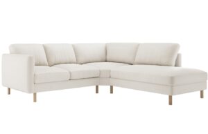 Micadoni Bílá sametová rohová pohovka Eden 267 cm