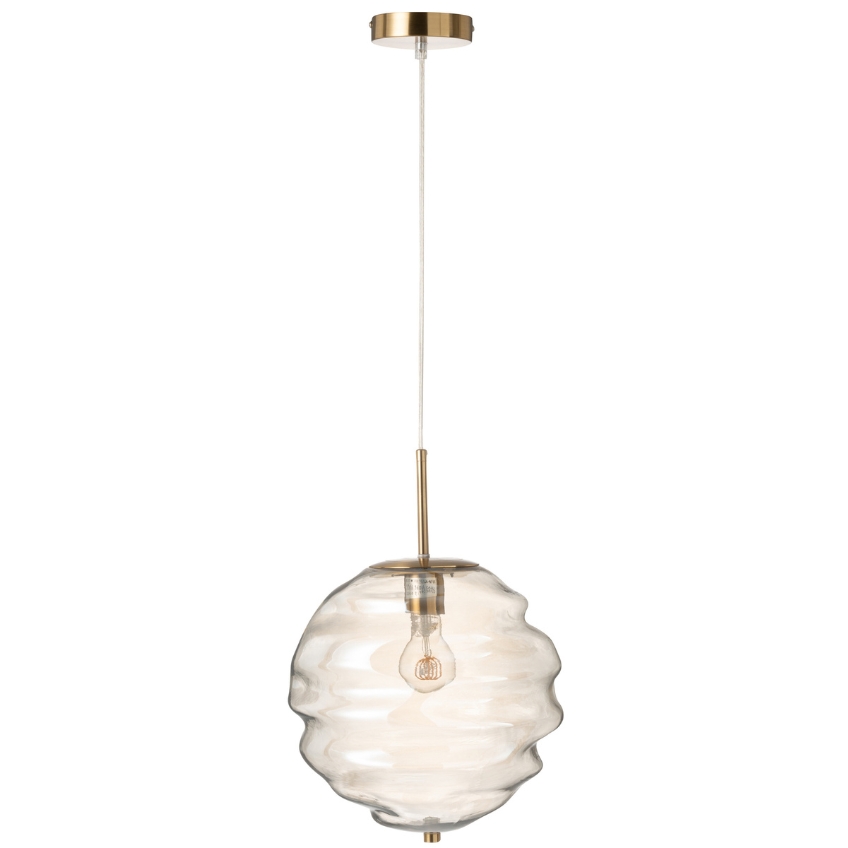 J-line Hnědé skleněné závěsné světlo Honeycomb 34 cm