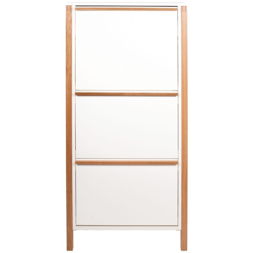 Bílý botník Woodman Northgate s dubovou podnoží 65 x 27 cm